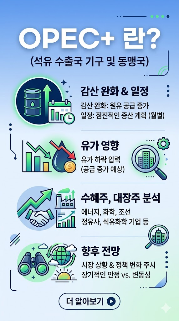 OPEC+ 란?, 감산 완화, 일정, 유가 영향, 관련주, 수혜주, 대장주 분석 및 향후 전망