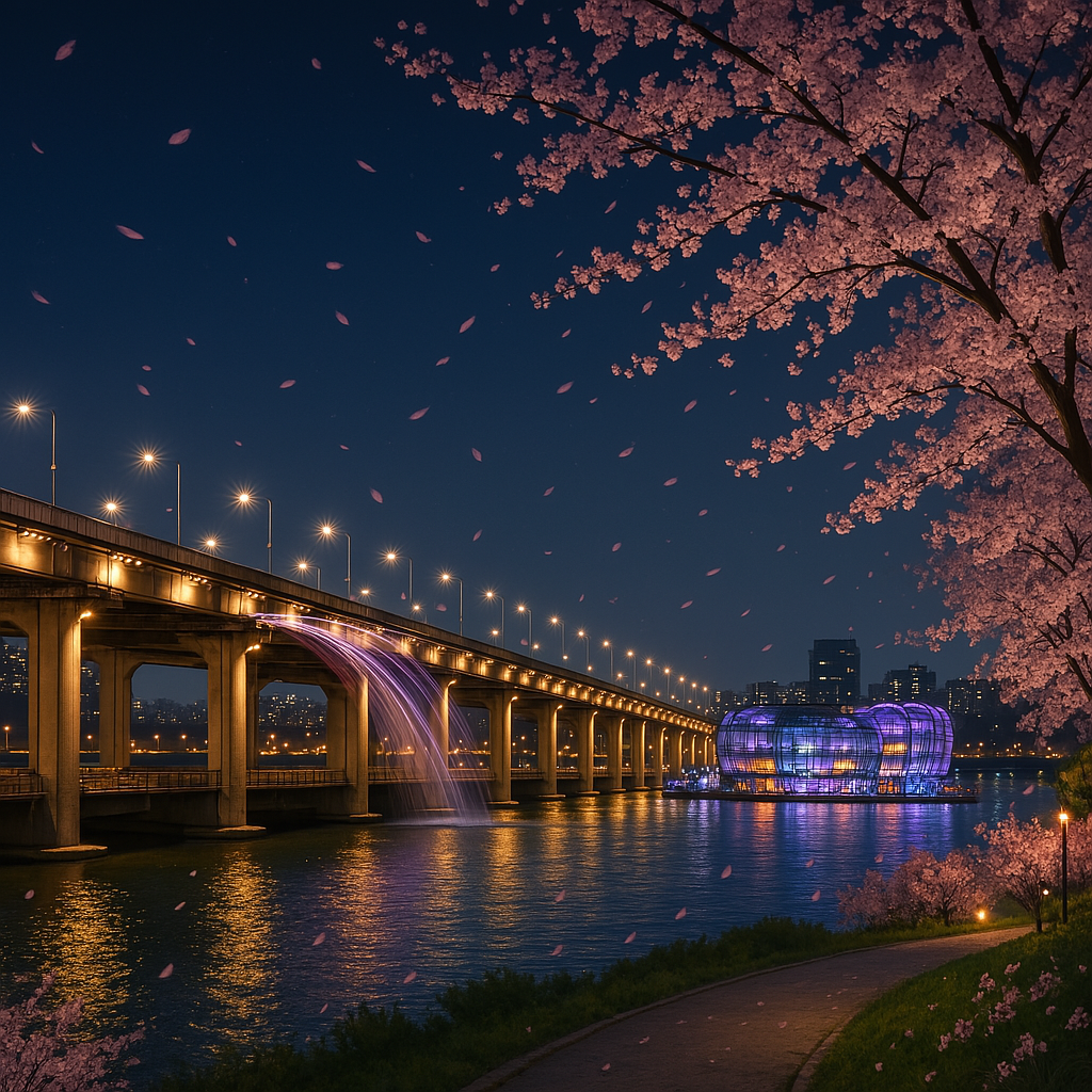 한강 반포대교 &amp; 세빛섬 &ndash; 야경과 봄바람의 조화