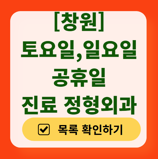 창원시 일요일 문 여는 정형외과 목록 ❘ 토요일, 주말, 공휴일 진료 영업 병원 리스트
