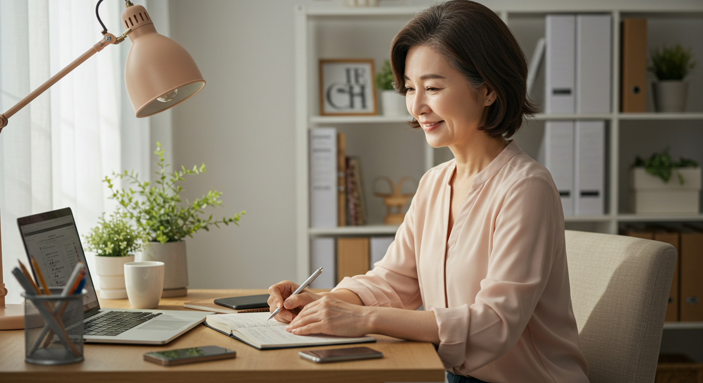 할 일 목록을 완료하는 여성