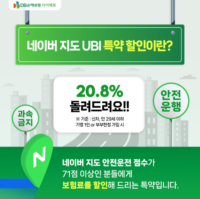 DB 손해보험 네이버지도 안전운전 특약 할인