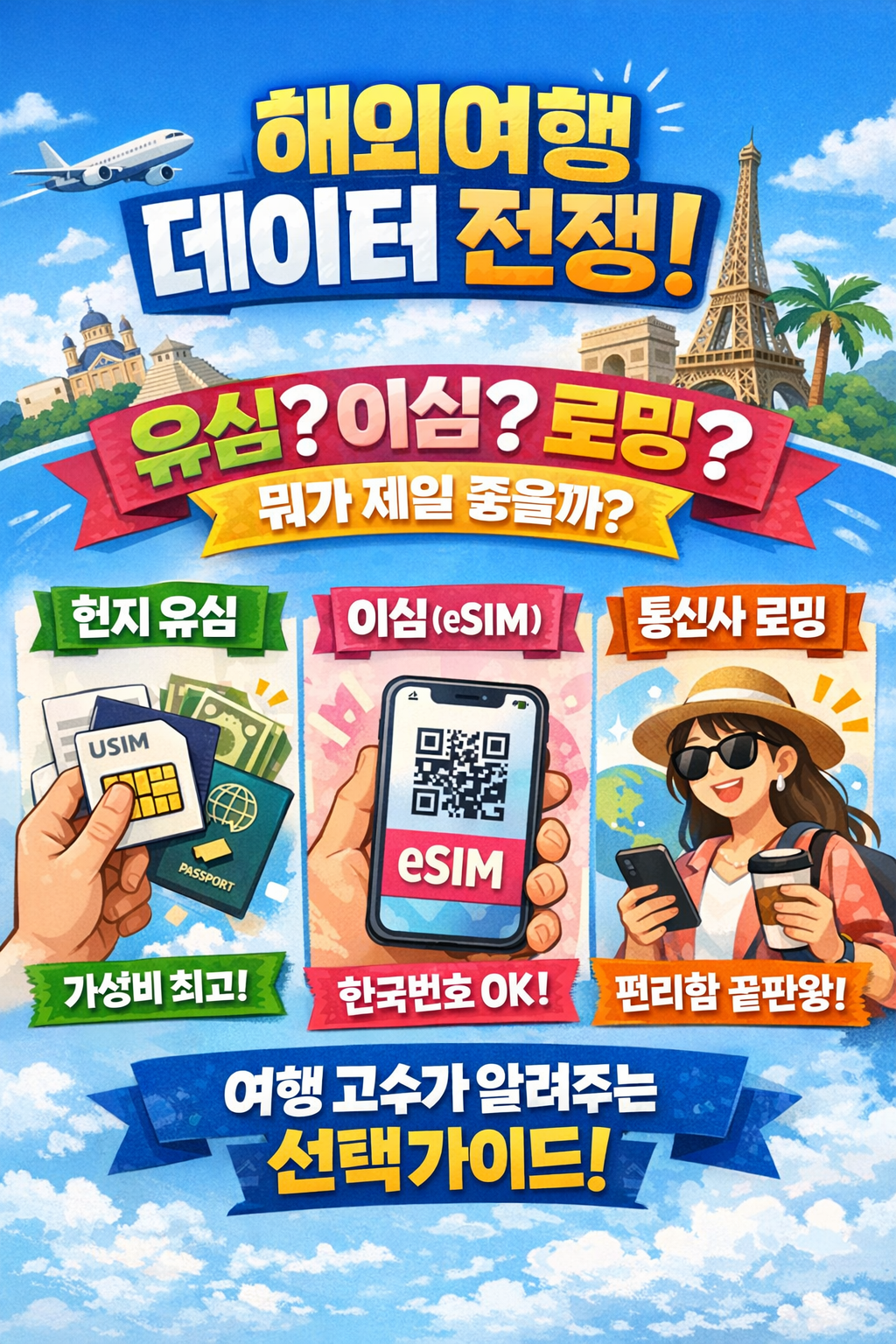 아직도 데이터 고민하시나예? 현지 유심&middot;이심(eSIM)&middot;로밍 완벽 비교 분석