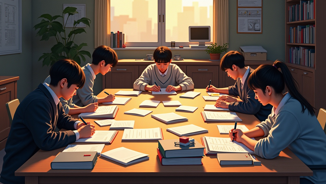 공무원 영어 공부하기 위해 모인 남녀5명