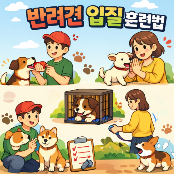"반려견 입질 훈련법" 문구 이미지
