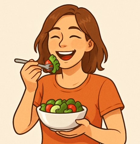 스트레스에 좋은 음식을 섭취하는 모습