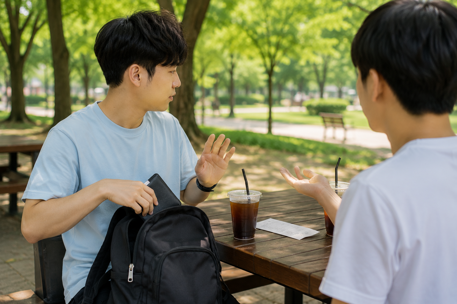 친구가 돈을 빌려달고 해서 거절하는 모습