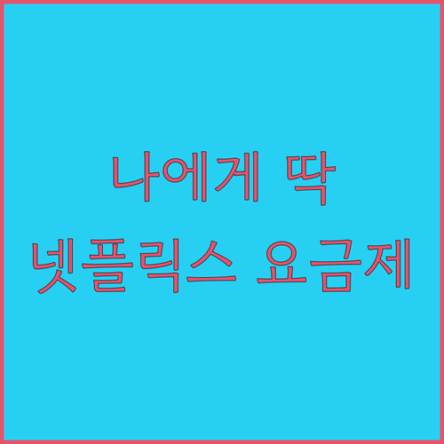 넷플릭스 요금제, 뭐가 나한테 딱 맞