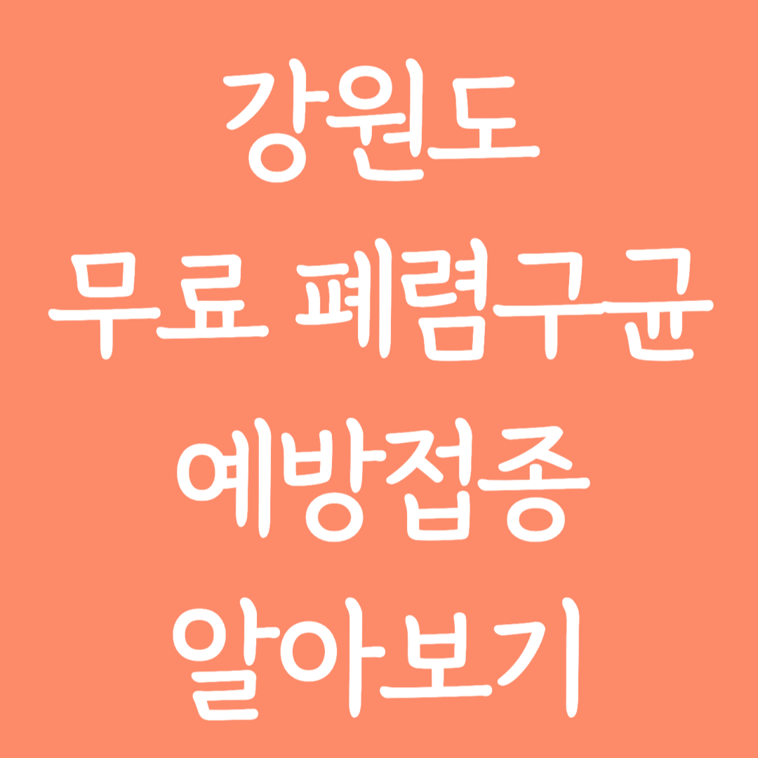 강원특별자치도 무료 폐렴구균 예방접종 알아보기