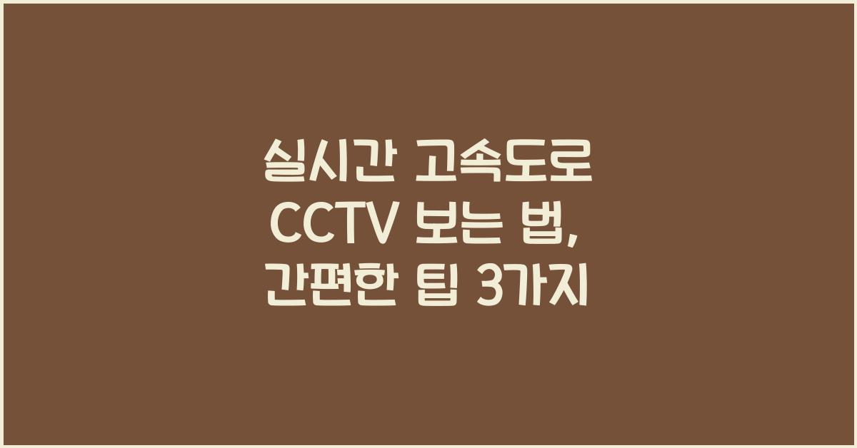 실시간 고속도로 cctv 보는 법