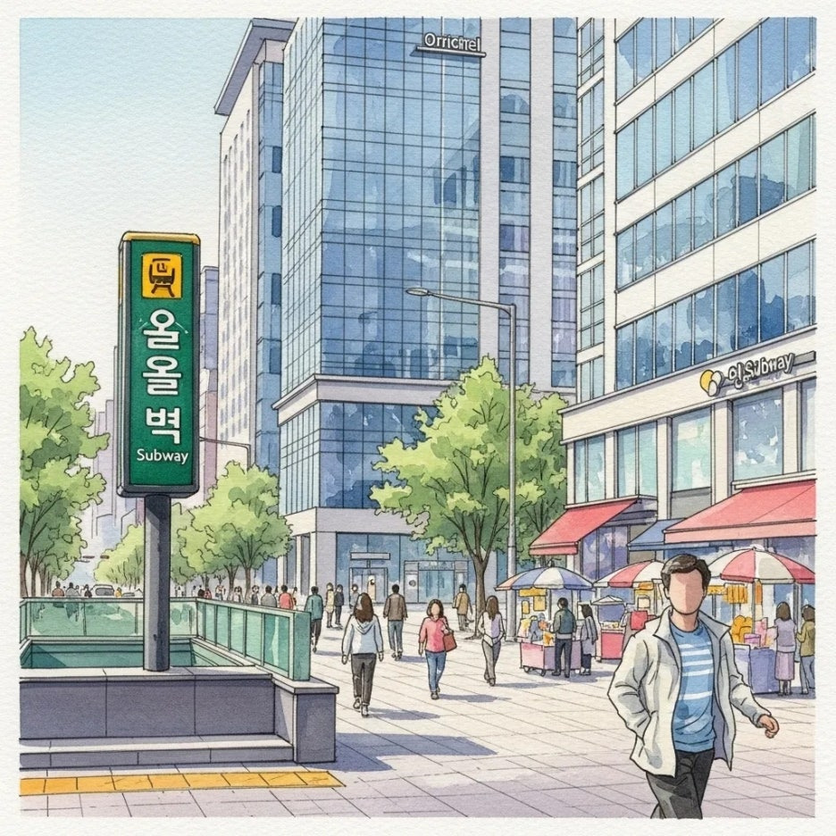 남영역 근처 번화한 오피스텔 거리 풍경.