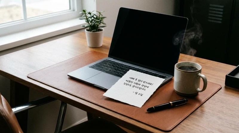 직장 상사 및 동료에게 전달하는 새해 감사 카드 이미지