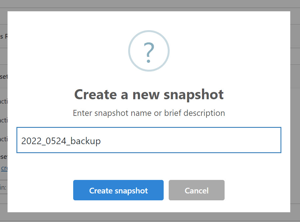 WP Reset으로 사이트 스냅샷 만들기