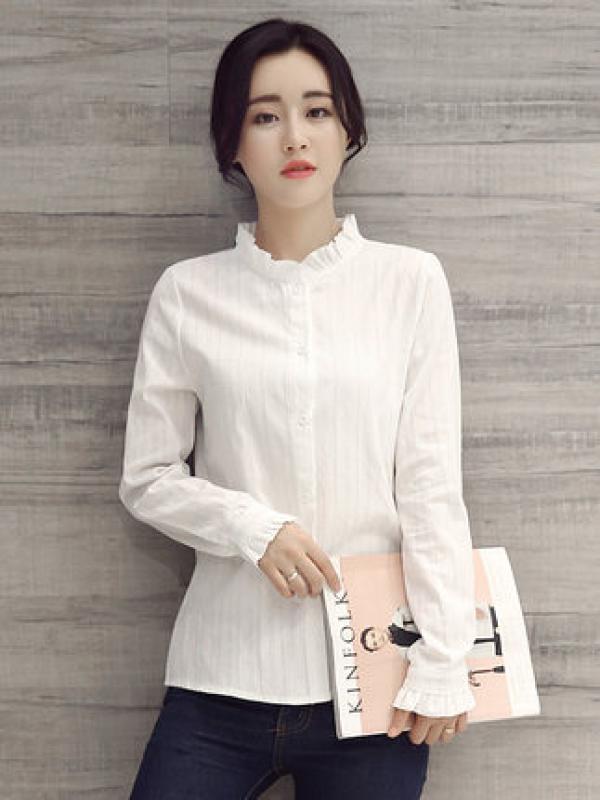 2022 봄 순면목폴라셔츠여긴팔슬림핏청