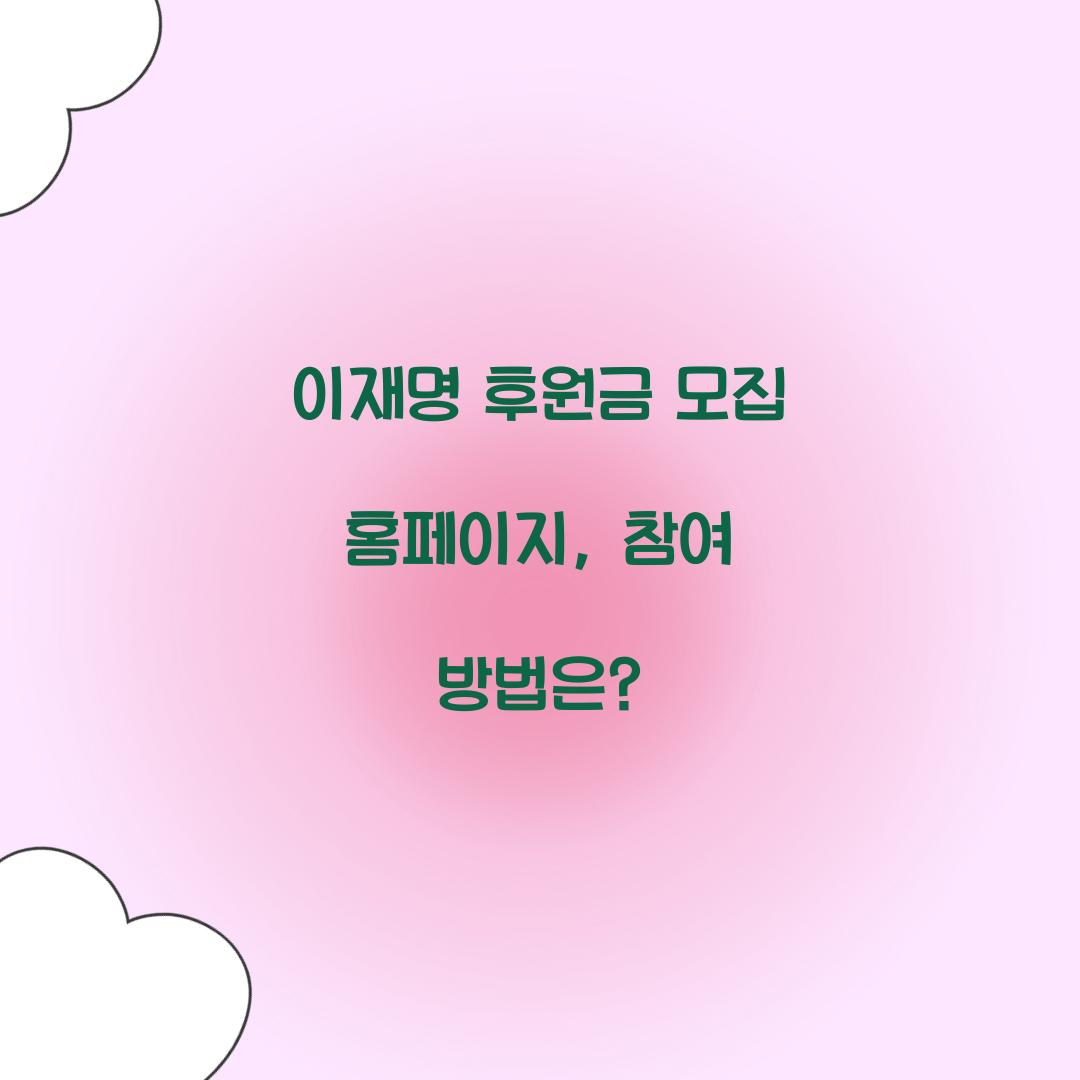 이재명 후원금 모집 홈페이지