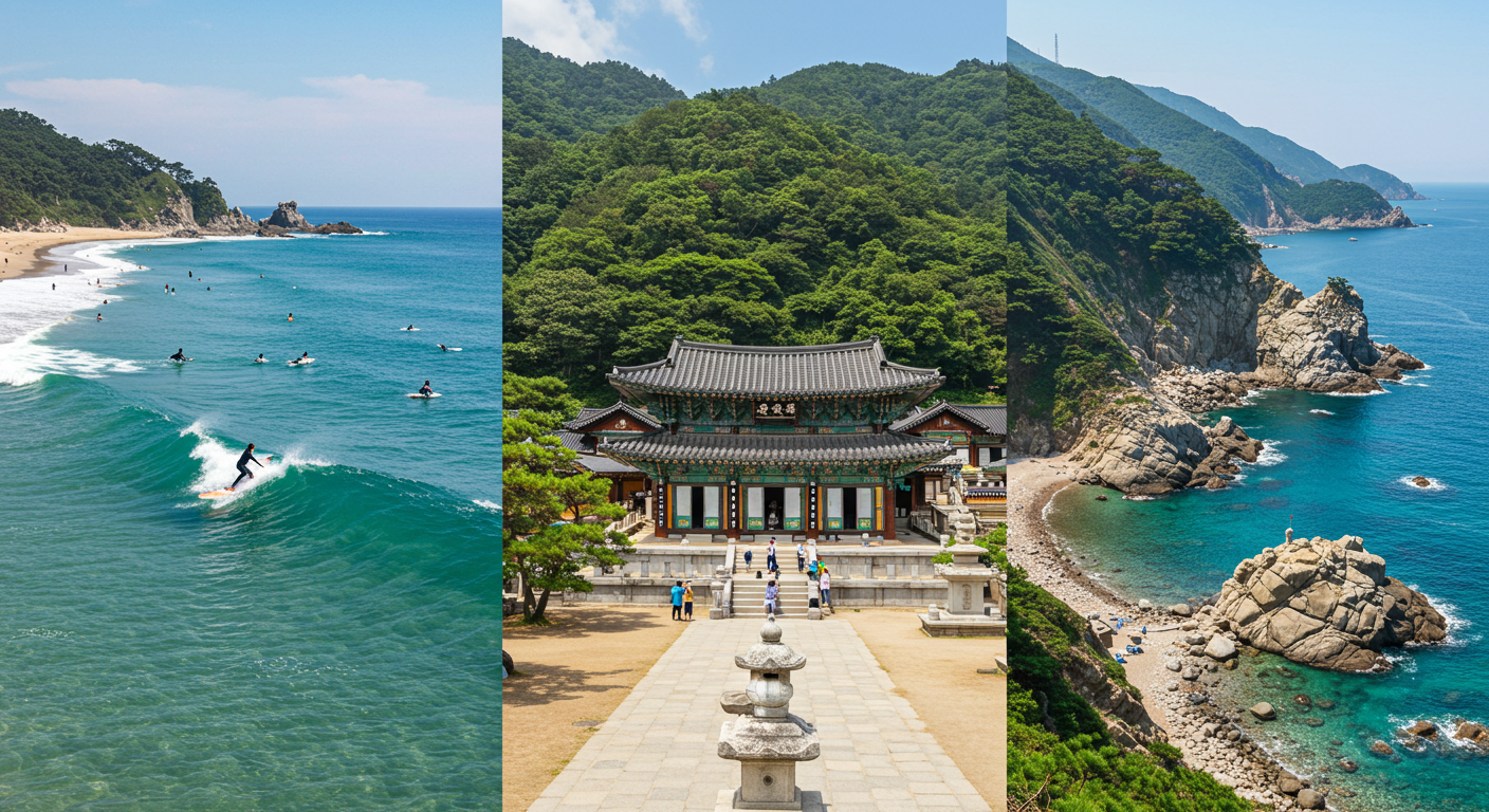 양양 죽도해변 서핑, 낙산사, 하조대를 아우르는 풍경