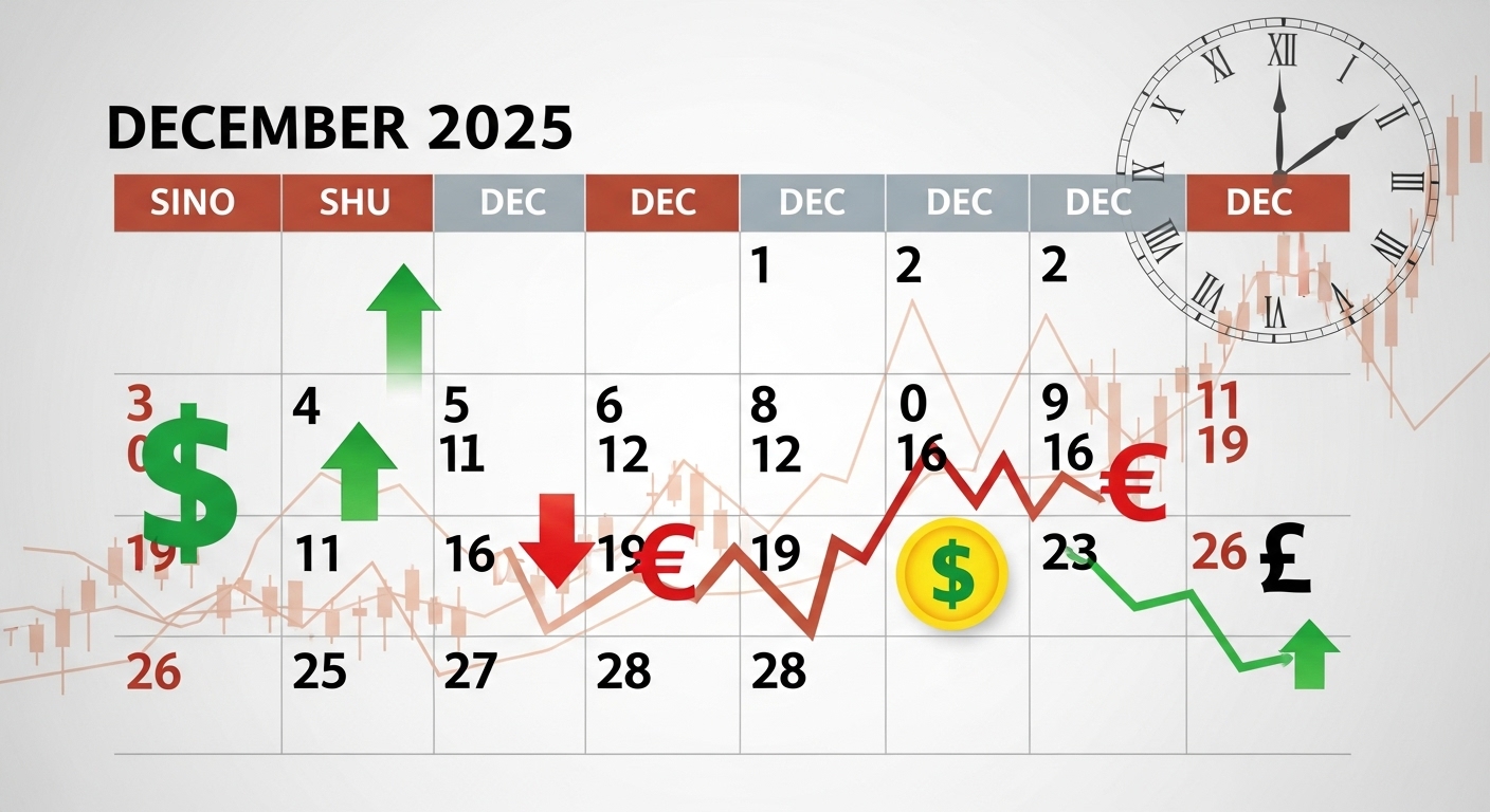 2025년 12월 달력에 중요한 경제 일정이 강조되어 있는 이미지.