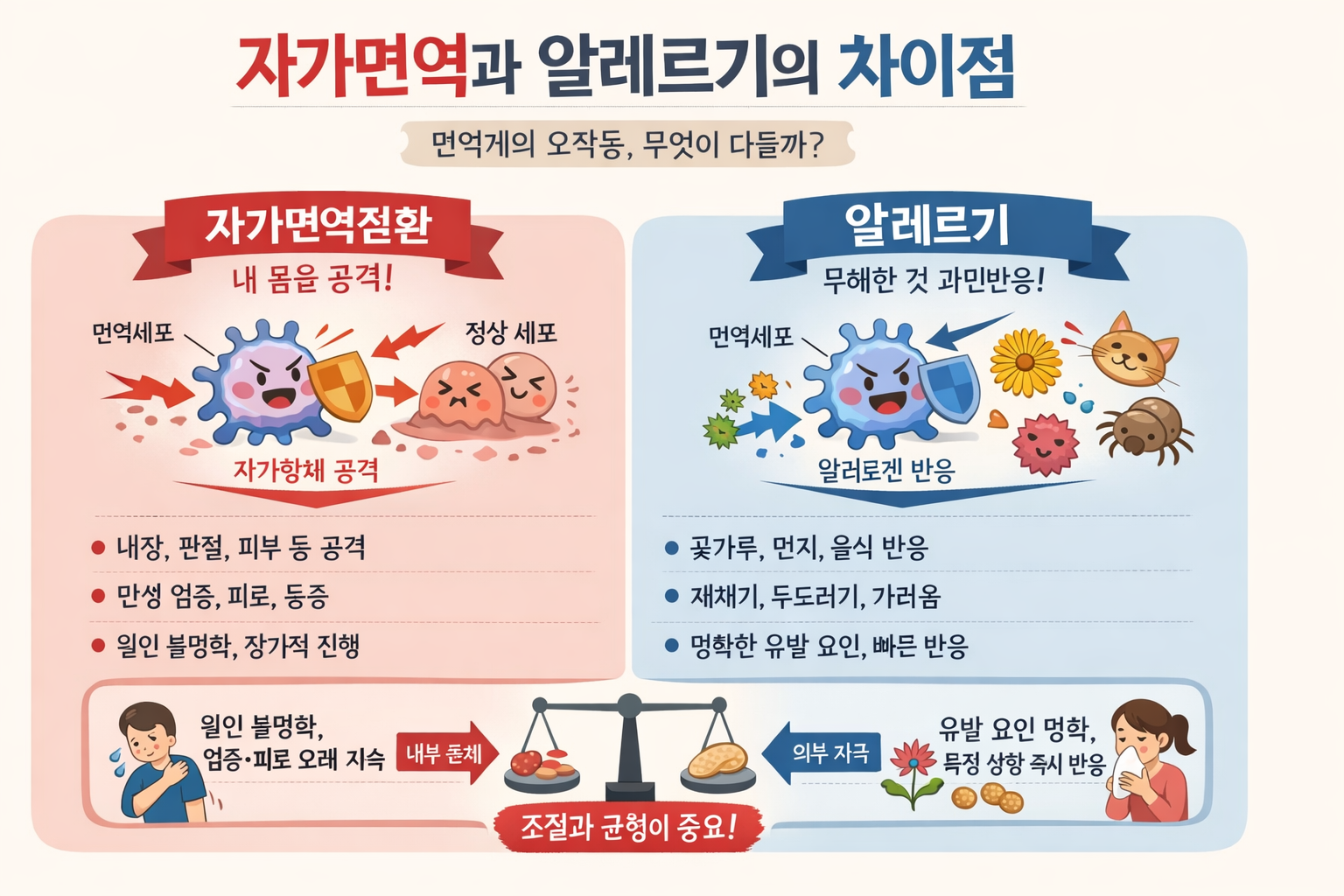 자가면역과 알레르기의 차이점