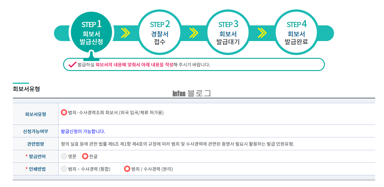범죄수사경력회보서 조회 발급 시스템 증명서 인터넷 발급방법