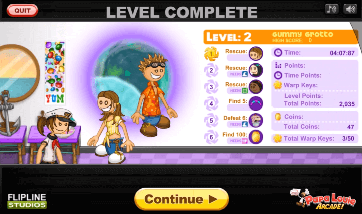 파파루이3-플래시게임-종료-화면