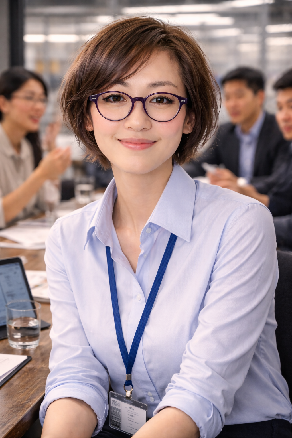 임원 회의에서 침착하게 중심을 잡고 있는 여성 리더