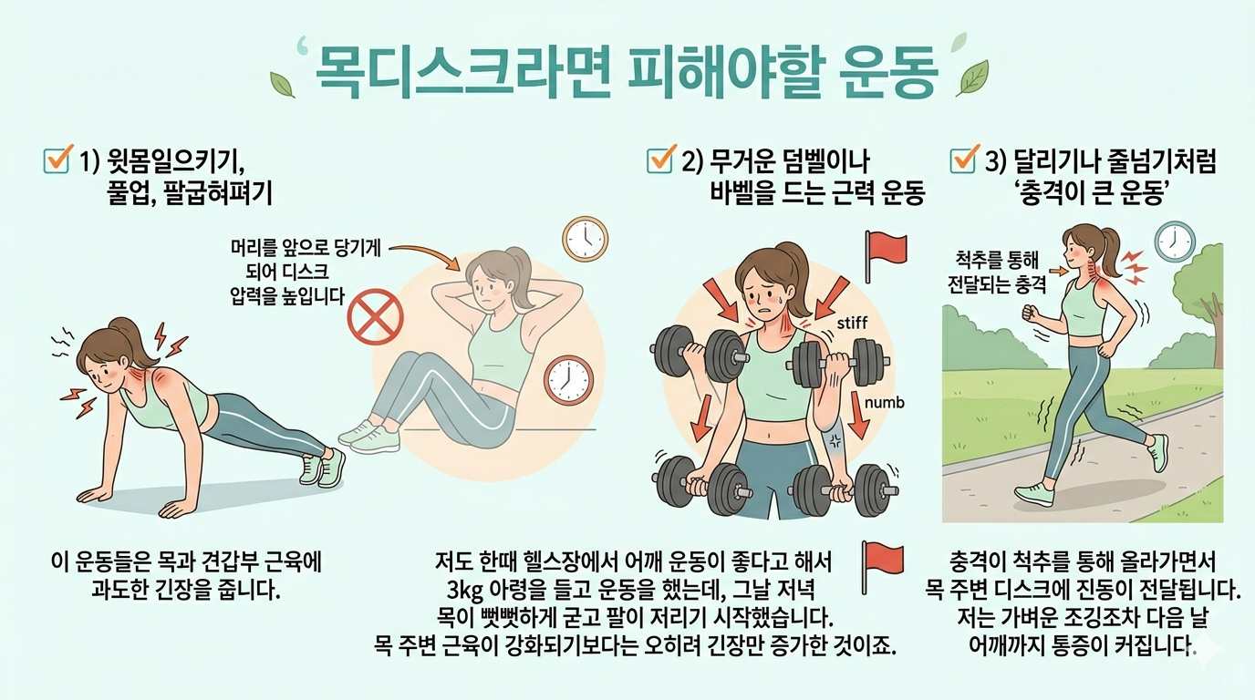 목디스크 피해야 할 운동