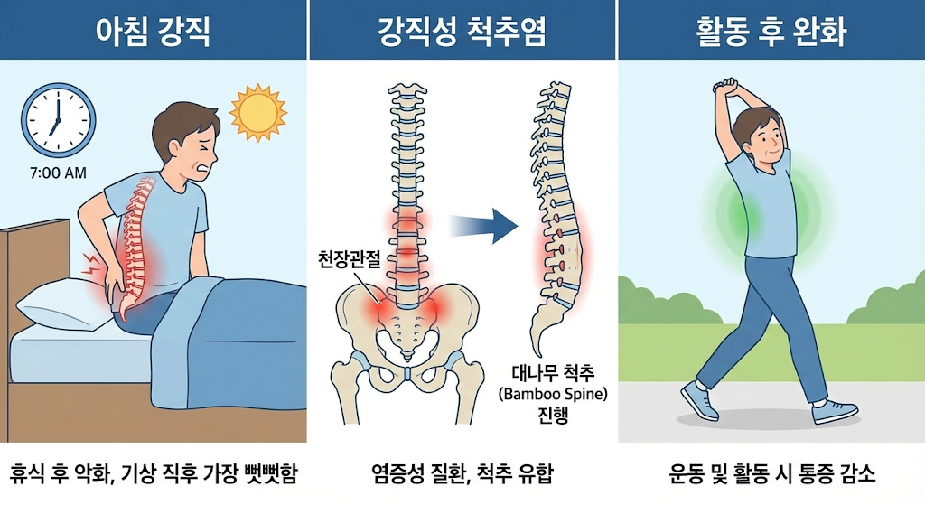 아침에 허리가 가장 뻣뻣하고 움직이면 풀리는 염증성 질환