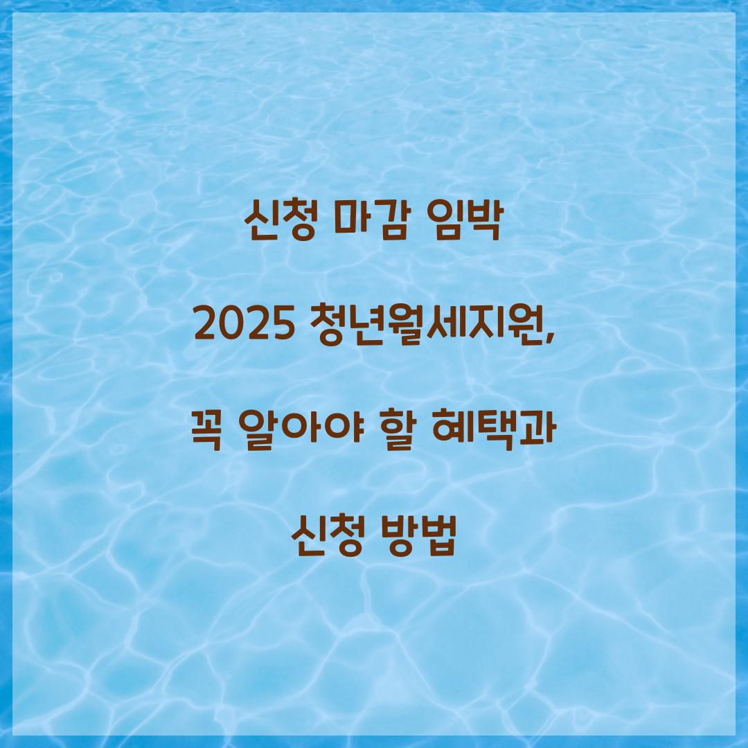 신청 마감 임박 2025 청년월세지원