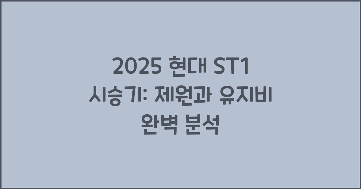 2025 현대 ST1 시승기 제원 연비 장단점 유지비 오너평가