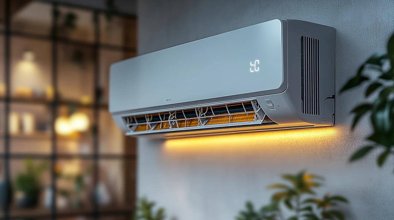 포근한 아파트에서 중고 에어컨 설치 중 발생하는 설치비와 품질 문제를 다루는 그래픽