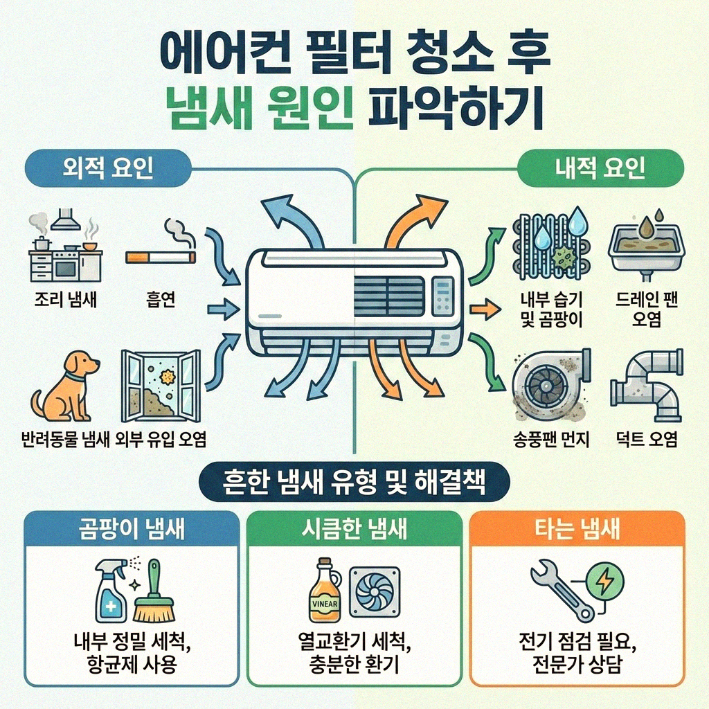 에어컨 필터 청소 후 냄새날 때 시원하게 해결하는 방법