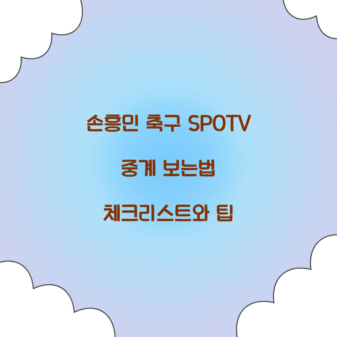 손흥민 축구 SPOTV 중계 보는법