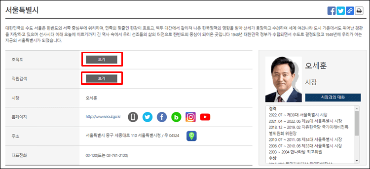 서울특별시-조직도-직원검색