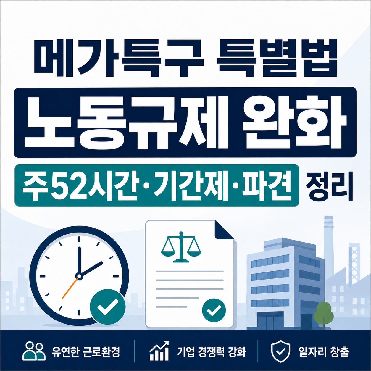 메가특구 특별법 노동규제 완화, 주52시간·기간제·파견 정리