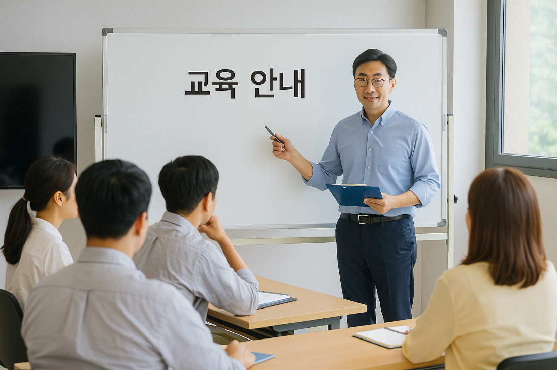 안전관리 관련 교육을 진행하는 모습