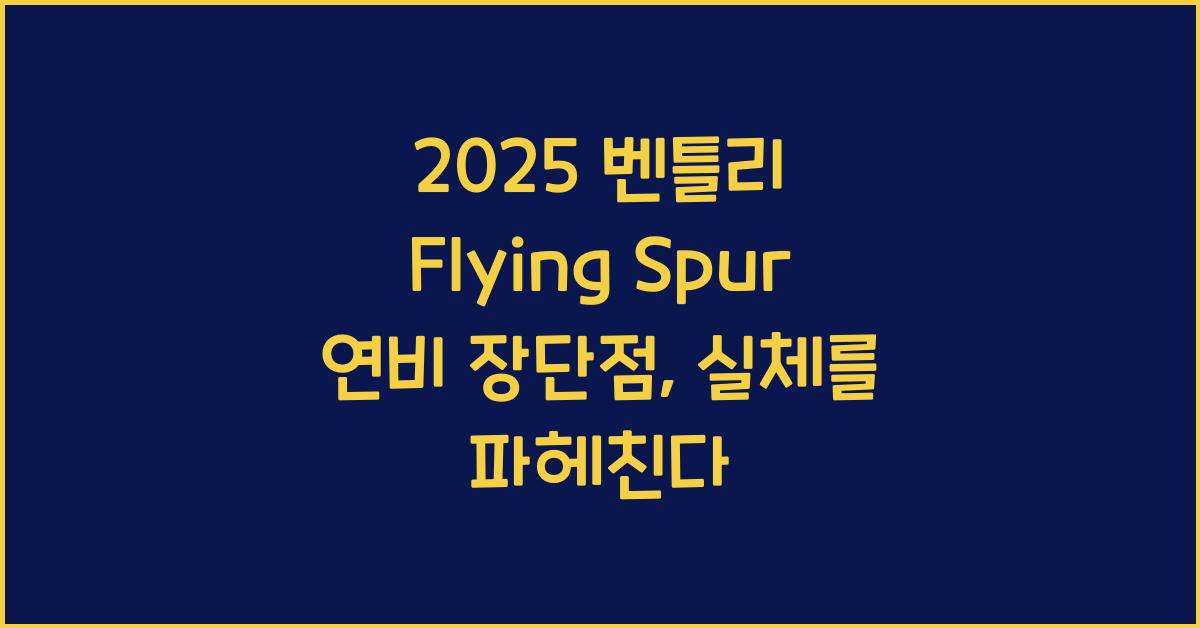 2025 벤틀리 Flying Spur 연비 장단점