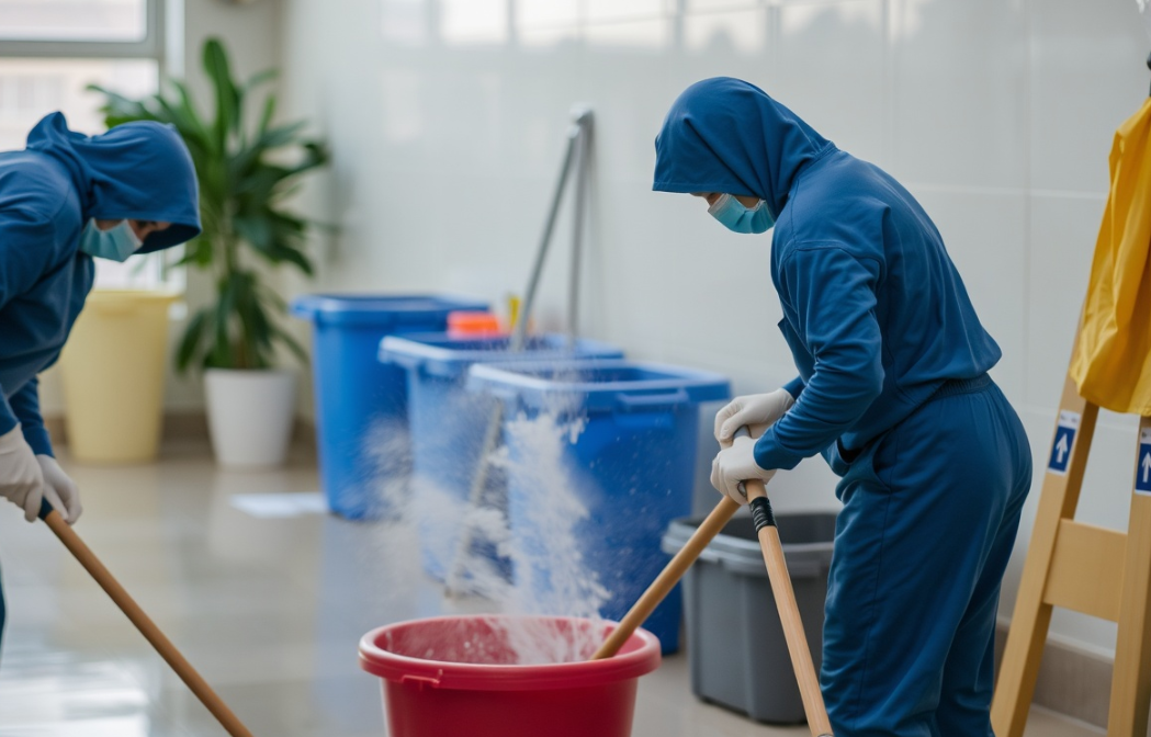 입주 청소중인 직원들