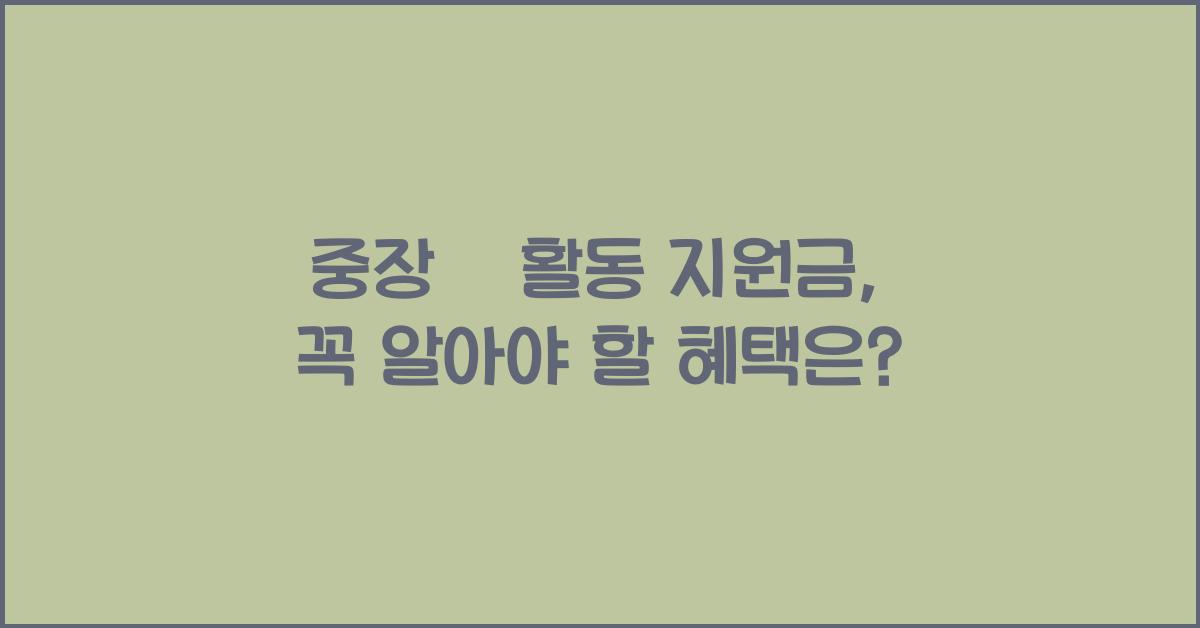 중장년 활동 지원금