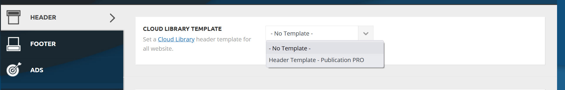 클라우드 라이브러리 템플릿 선택