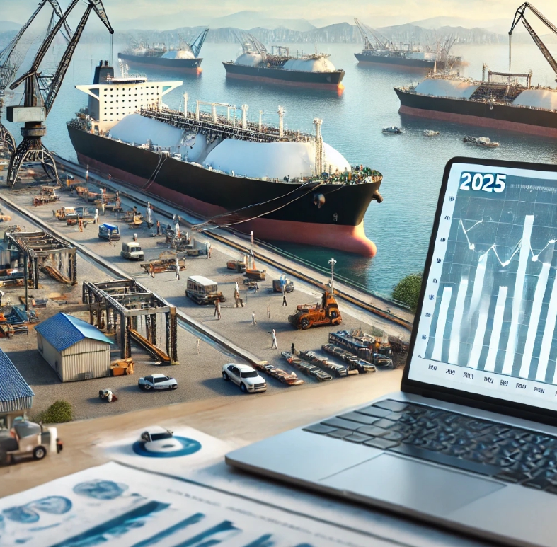 조선소에서 배 를 건조하는 모습