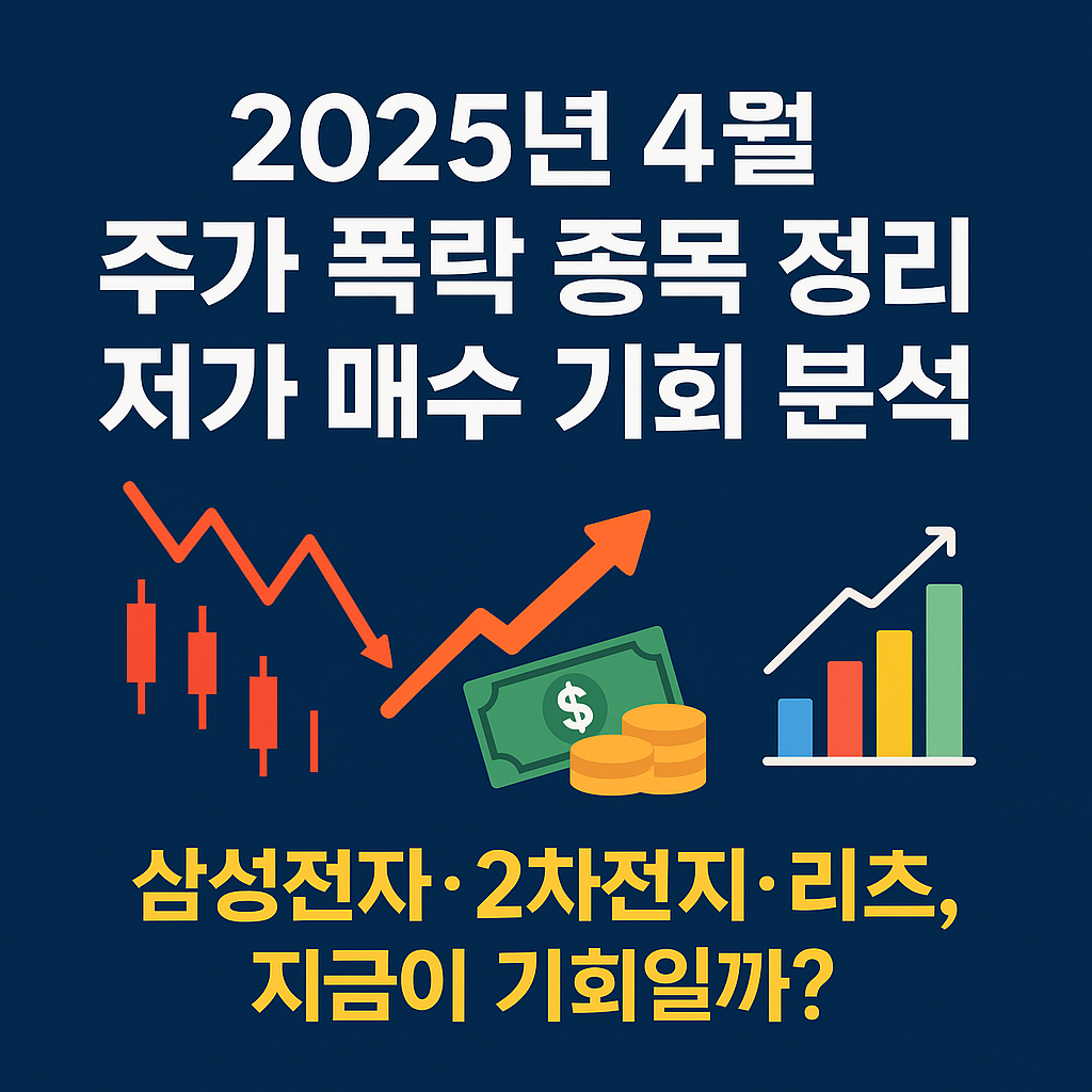 2025년 4월 주가 폭락 종목 정리 카드뉴스 표지