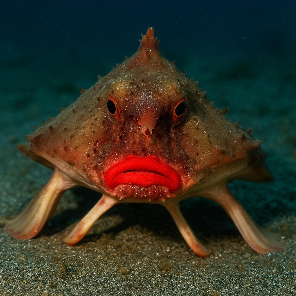 신기한 심해 어류 레드 립 배트피시