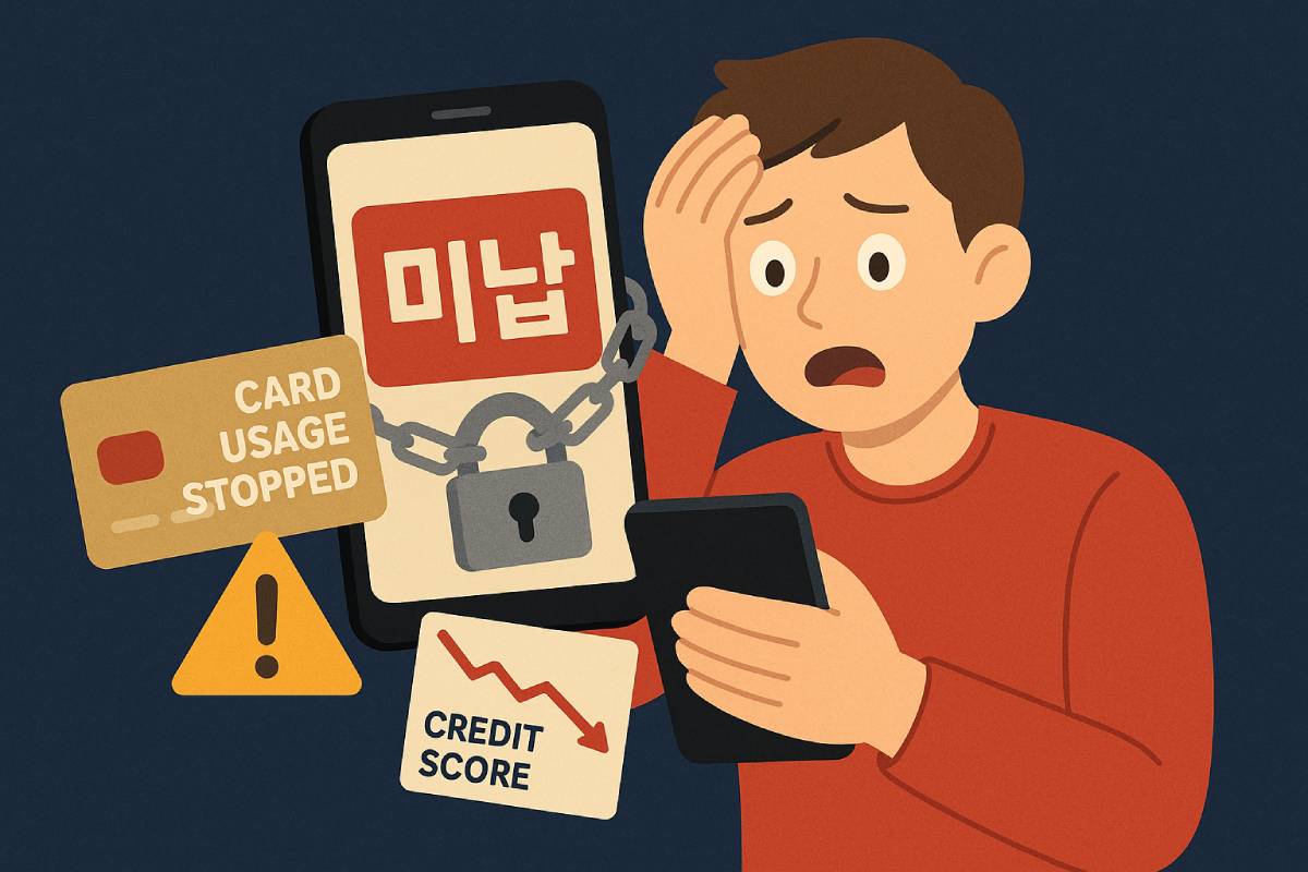 핸드폰 요금 미납되면 생기는 문제를 경고하는 경각심 이미지