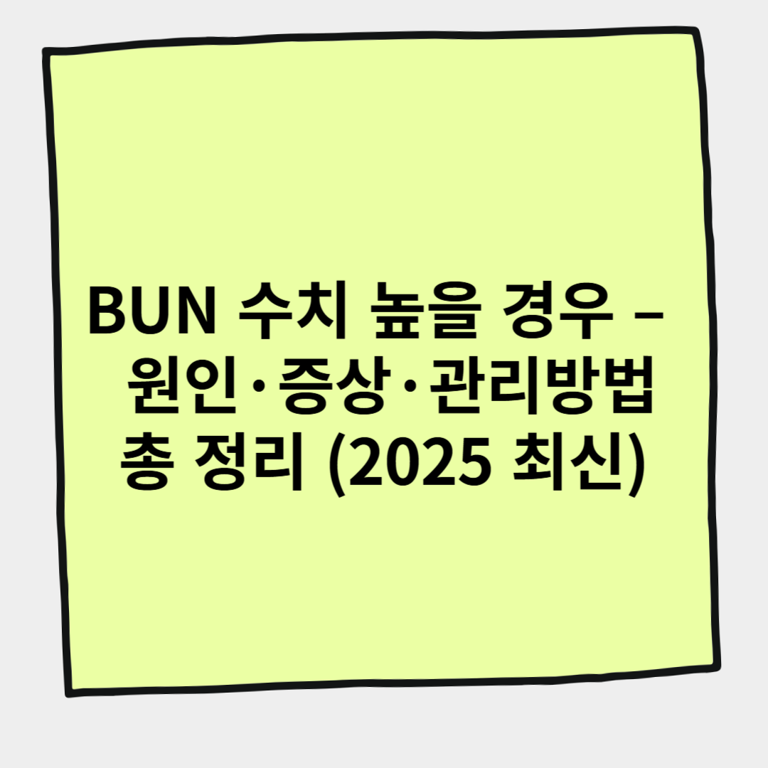 BUN 수치 높을 경우 &ndash; 원인&middot;증상&middot;관리방법 총 정리 (2025 최신)