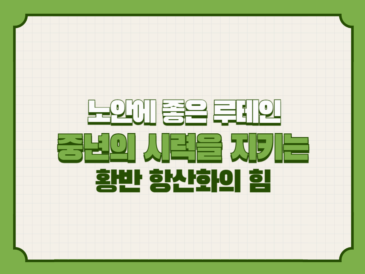 노안에 좋은 루테인 – 중년의 시력을 지키는 황반 항산화의 힘