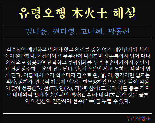 음령오행-목화토-해설