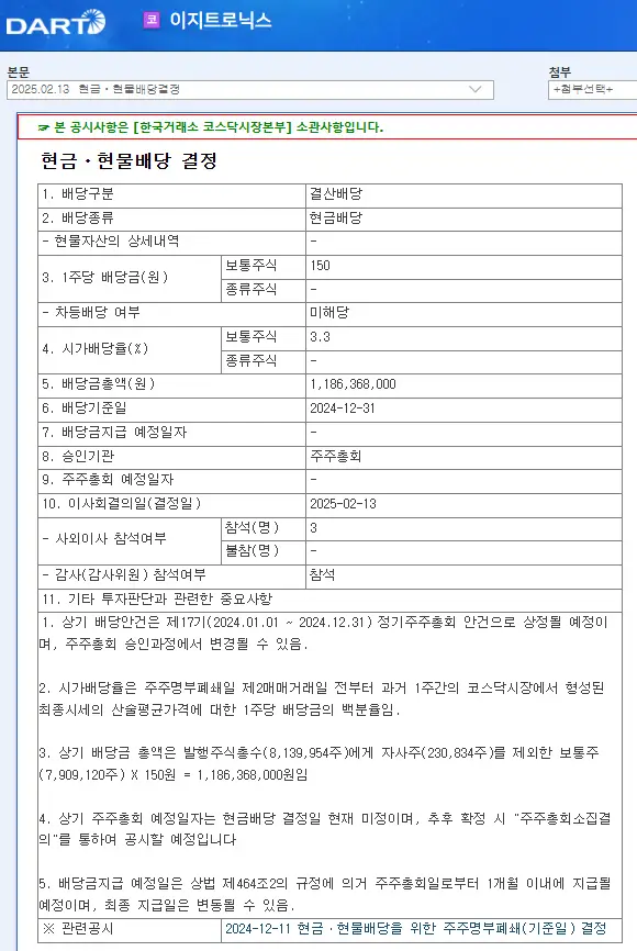 이지트로닉스(377330) 2025년 배당