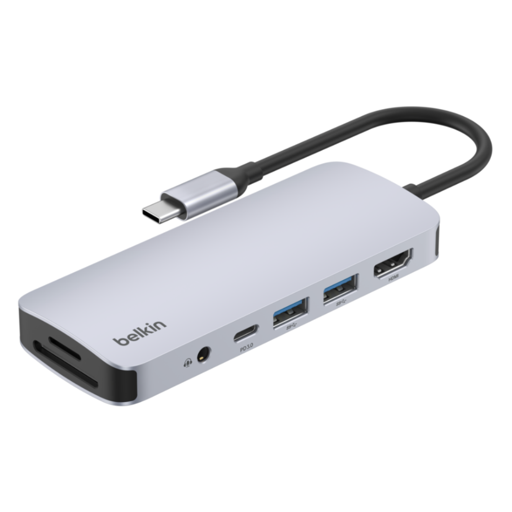 벨킨 connect USB C 7in1 멀티 포트 허브 어댑터 AVC009fqSGY V2, 실버 그레이, 1