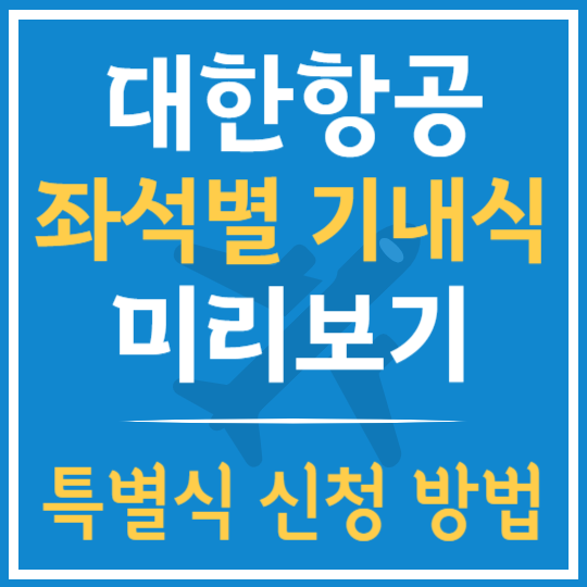 대한항공 좌석별 기내식 미리보기