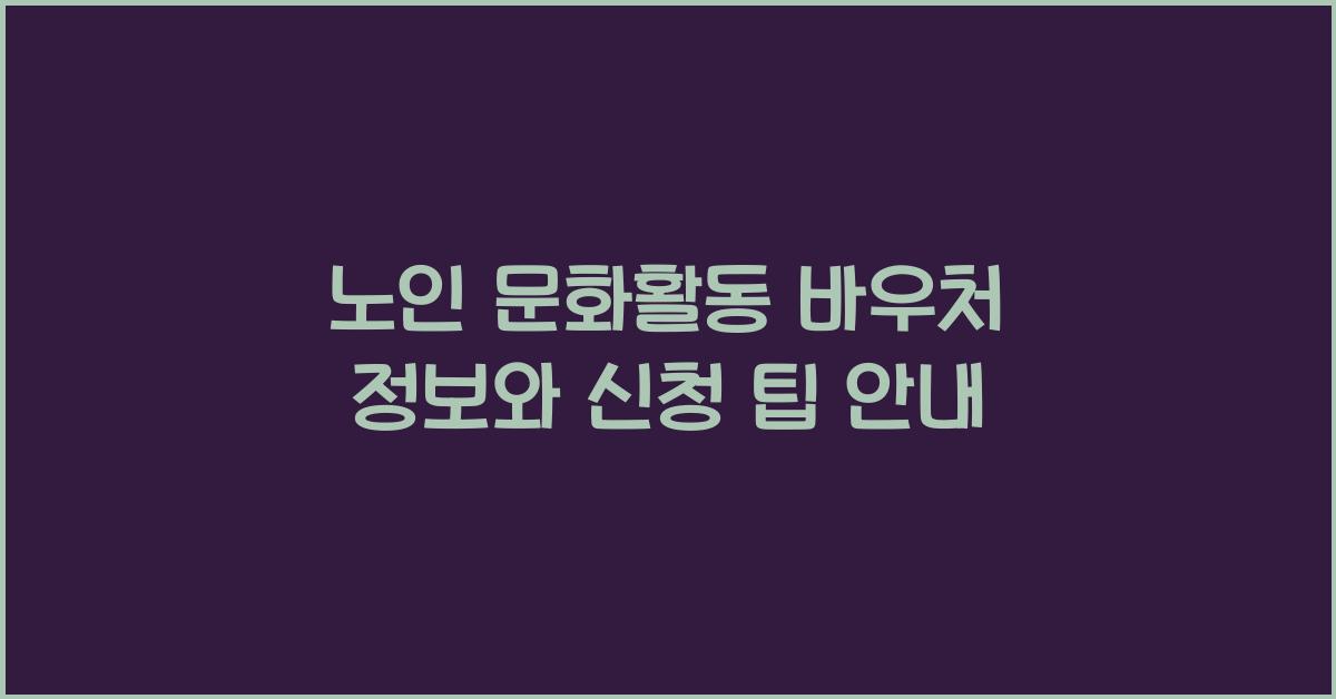노인 문화활동 바우처 정보