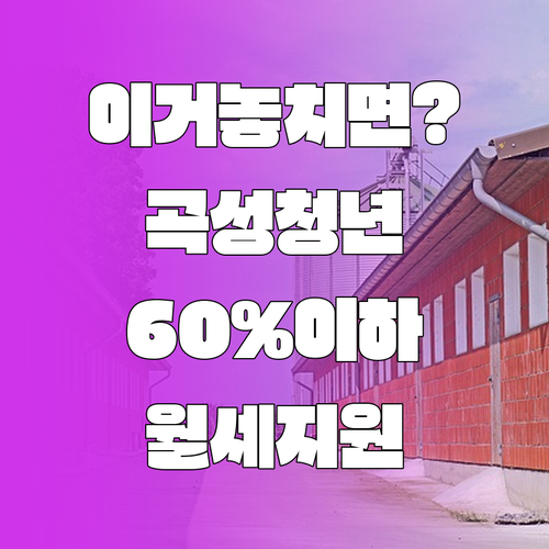 2026년 곡성군 청년월세 지원 자격..